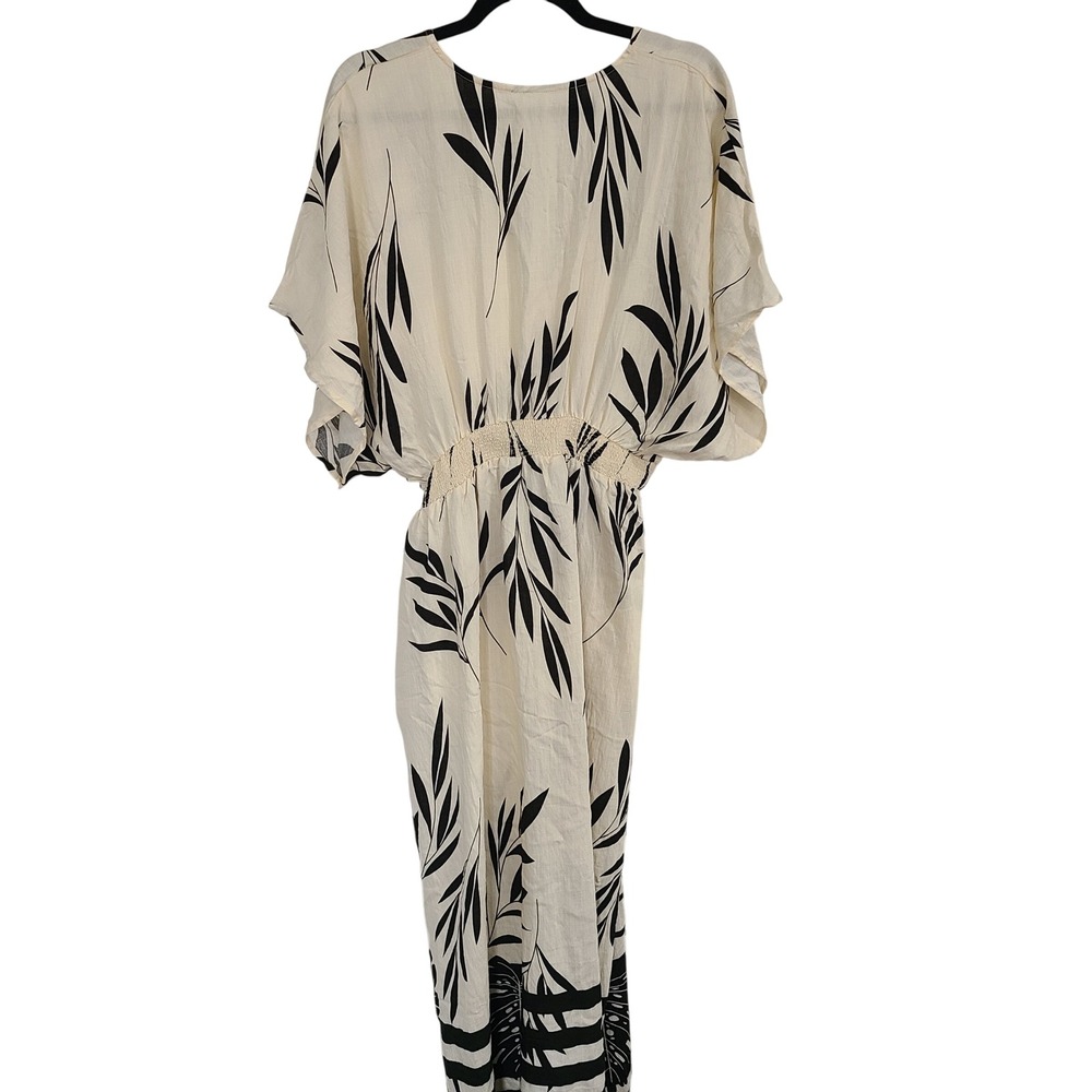 Cupshe Womens Cream Black Botanical Leaf Print V-Neck Maxi Dress Large New NWT - Picture 10 of 16
